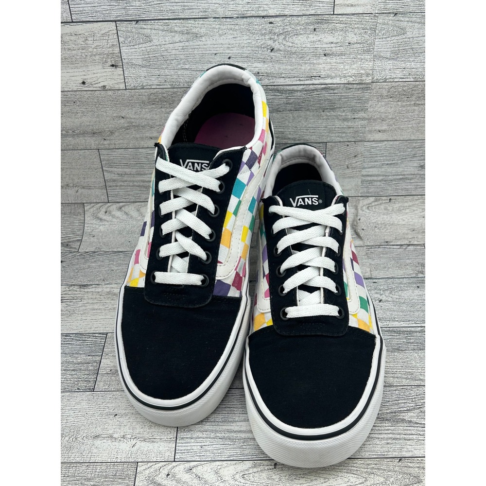 Vans Ward Rainbow Checkerboard Black Low Top Sneakers Womens 8.5 500714